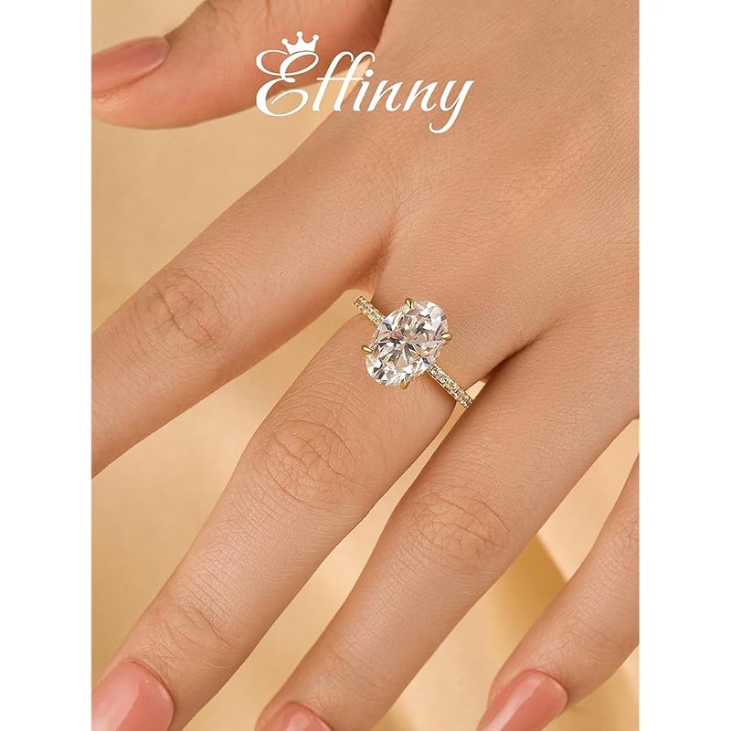 Effinny 3.5ct Elongated Oval Cut Moissanite Engagement Ring for Women,Genuine D Color VVS1 Clarity,925 Sterling Silver Solitaire Promise Ring for Wedding,Daily,Travel,Party - Image 5
