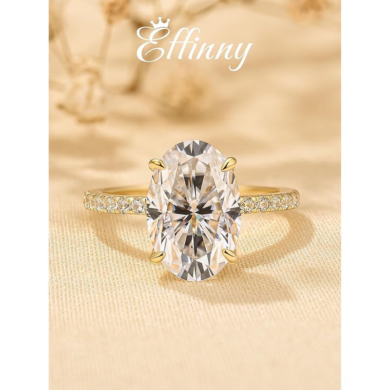 Effinny 3.5ct Elongated Oval Cut Moissanite Engagement Ring for Women,Genuine D Color VVS1 Clarity,925 Sterling Silver Solitaire Promise Ring for Wedding,Daily,Travel,Party - Image 2