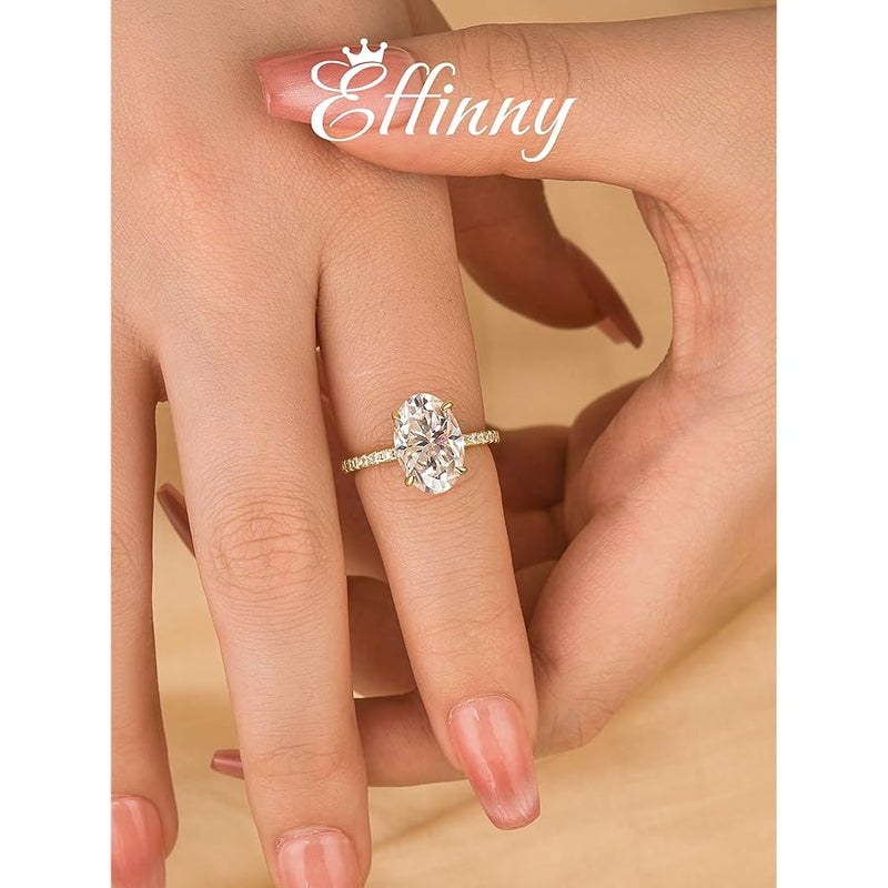 Effinny 3.5ct Elongated Oval Cut Moissanite Engagement Ring for Women,Genuine D Color VVS1 Clarity,925 Sterling Silver Solitaire Promise Ring for Wedding,Daily,Travel,Party - Image 4
