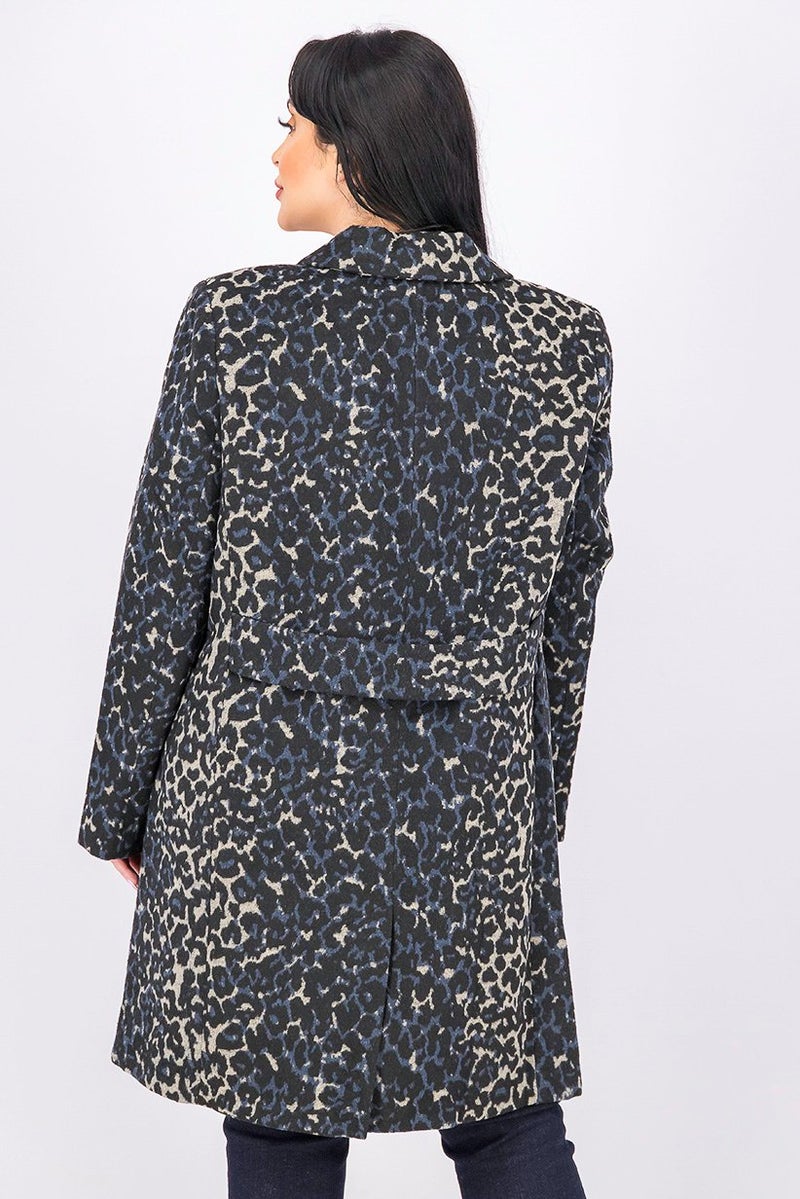 Kensie Women Leopard Topper With Back Belt Jacket, Black - Image 2