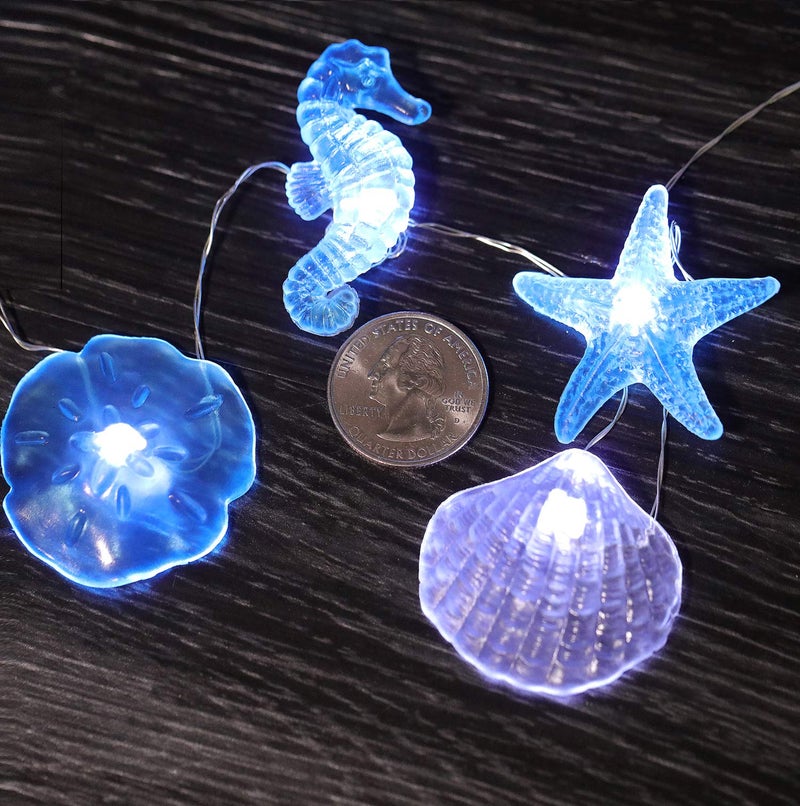 WSgift Coastal String Lights, 17.5 Ft 36 Cold White LED Beach Decorative String Lights Seashell Seahorse Starfish Sand Dollars Fairy Lights for Bedroom Party Indoor Outdoor Decorations - Image 4
