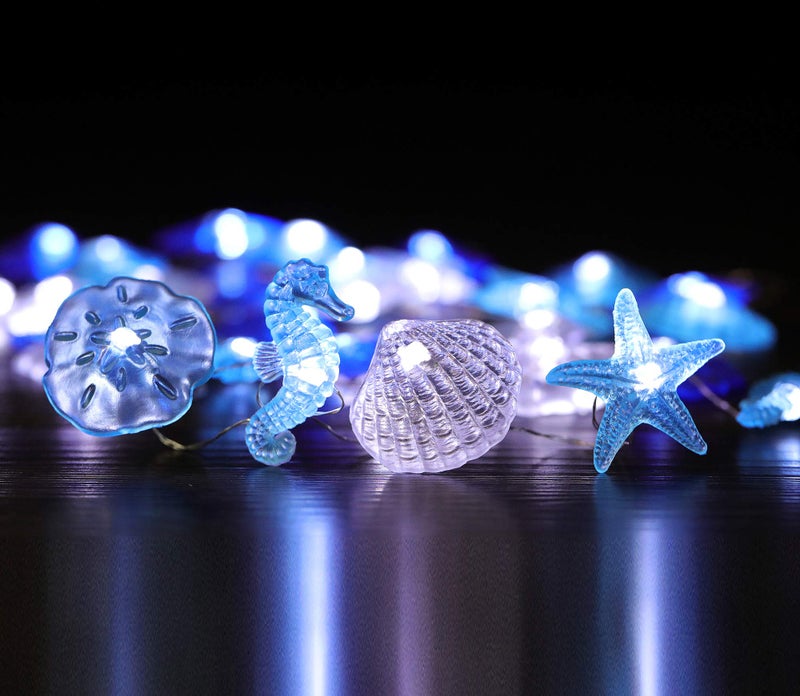 WSgift Coastal String Lights, 17.5 Ft 36 Cold White LED Beach Decorative String Lights Seashell Seahorse Starfish Sand Dollars Fairy Lights for Bedroom Party Indoor Outdoor Decorations - Image 5