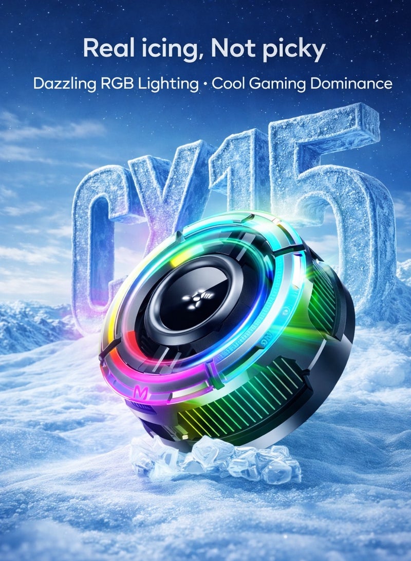 ميمو مبرد الهاتف المغناطيسي سي إكس ١٥ برو – مروحة تبريد سريعة بقدرة 15 واط  مخصصة للألعاب والبث المباشر والتصوير، توفر تبريداً فائق الهدوء ومتوافقة مع هواتف آيفون من الإصدار الثاني عشر حتى الخامس عشر، وهواتف أندرويد والأجهزة اللوحية. - Image 1