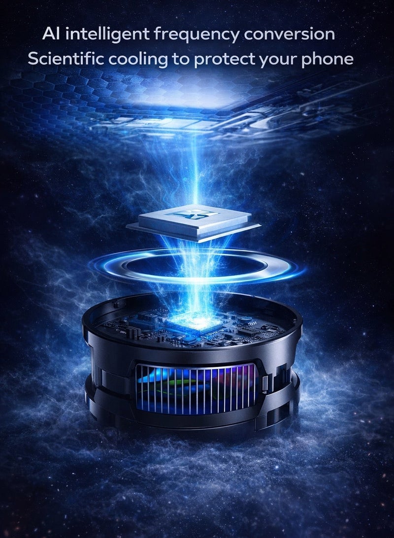 ميمو مبرد الهاتف المغناطيسي سي إكس ١٥ برو – مروحة تبريد سريعة بقدرة 15 واط  مخصصة للألعاب والبث المباشر والتصوير، توفر تبريداً فائق الهدوء ومتوافقة مع هواتف آيفون من الإصدار الثاني عشر حتى الخامس عشر، وهواتف أندرويد والأجهزة اللوحية. - Image 4