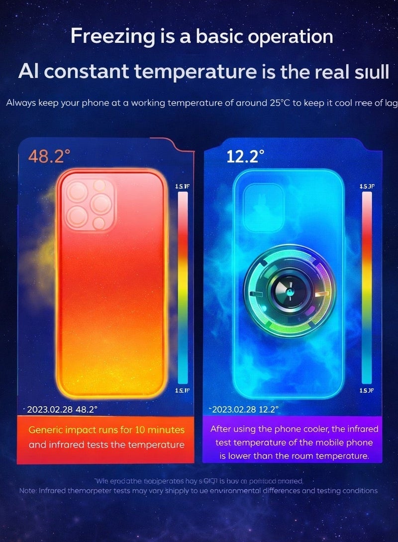 ميمو مبرد الهاتف المغناطيسي سي إكس ١٥ برو – مروحة تبريد سريعة بقدرة 15 واط  مخصصة للألعاب والبث المباشر والتصوير، توفر تبريداً فائق الهدوء ومتوافقة مع هواتف آيفون من الإصدار الثاني عشر حتى الخامس عشر، وهواتف أندرويد والأجهزة اللوحية. - Image 5