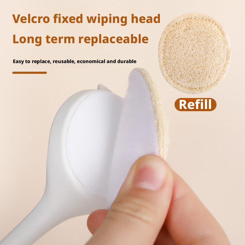 Long Handle Loofah Kitchen Scrub Brush with Detachable Scraper - Image 3