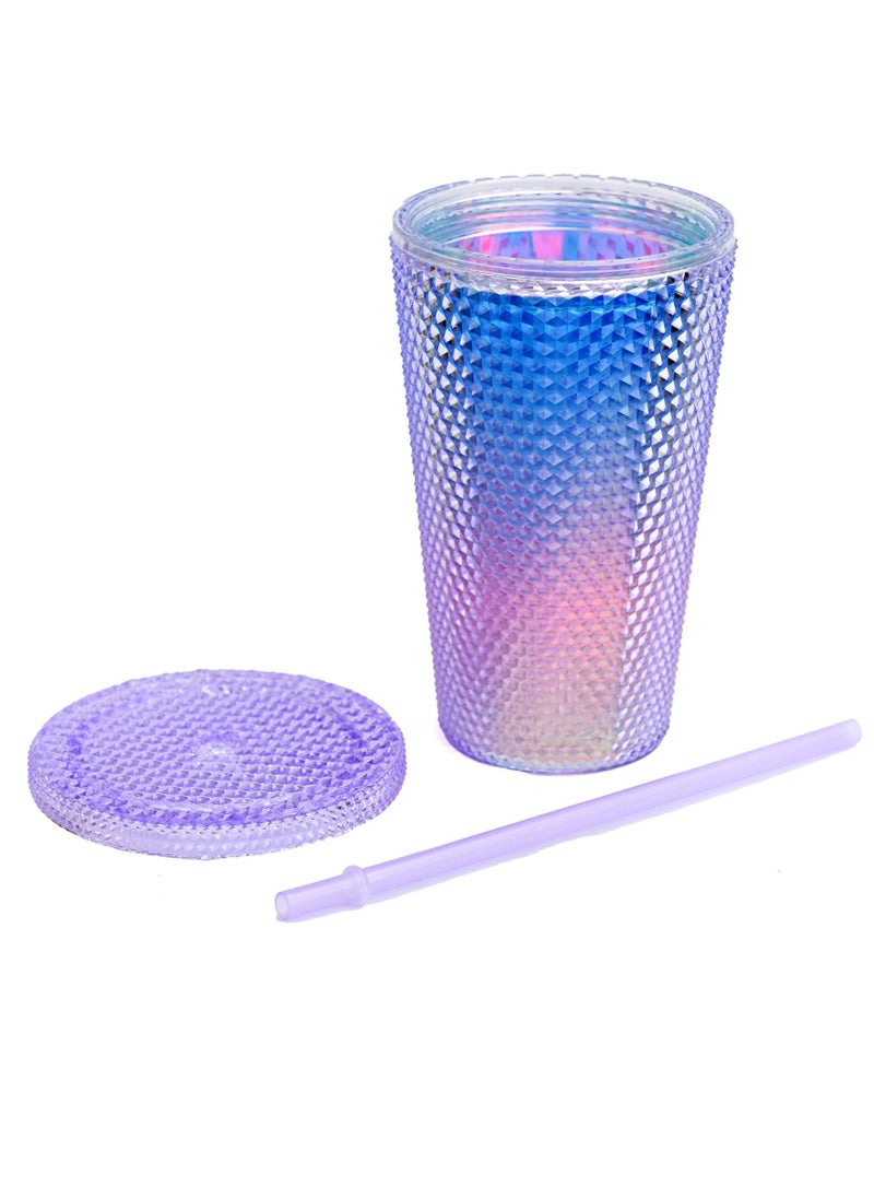 Generic - Purple Chrome Studded Starbucks Tumbler For Coffee Frappe And Juice  Tumbler For Sports Office Gym  Reusable Sipper For Coffee & Cold Drinks - Image 1
