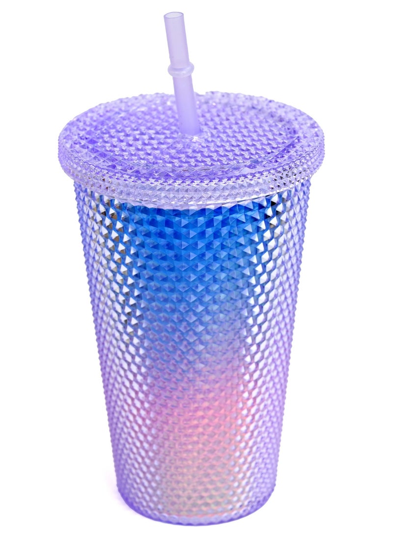 Generic - Purple Chrome Studded Starbucks Tumbler For Coffee Frappe And Juice  Tumbler For Sports Office Gym  Reusable Sipper For Coffee & Cold Drinks - Image 1