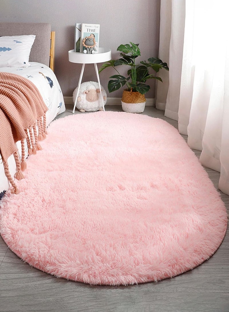 LOOPITYS Super soft and fluffy living room long carpet, large anti slip carpet, bedroom, entrance door, luxurious living room carpet (long pink, 60 x 150cm) - Image 1