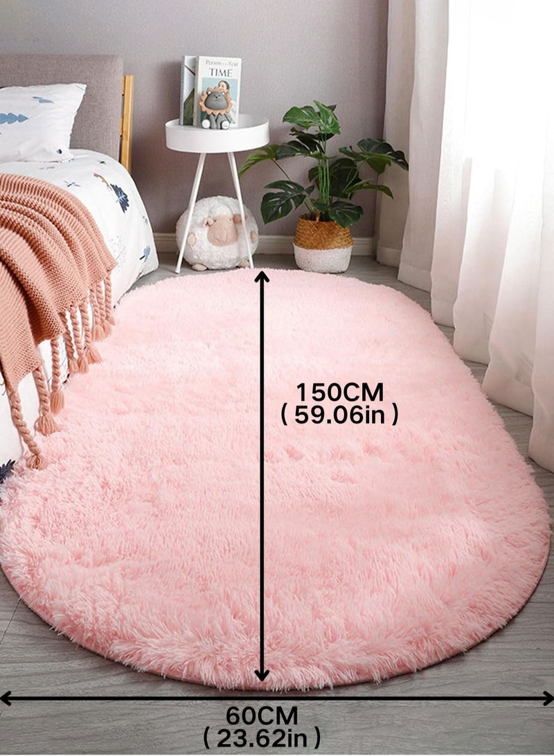 LOOPITYS Super soft and fluffy living room long carpet, large anti slip carpet, bedroom, entrance door, luxurious living room carpet (long pink, 60 x 150cm) - Image 3