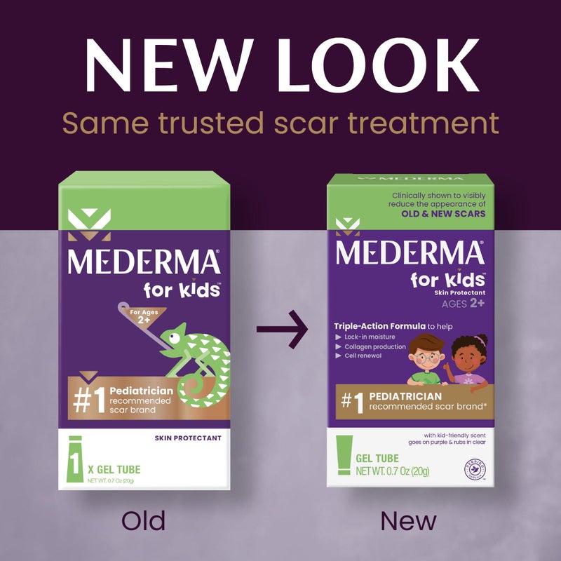 Mederma Scar Gel for Kids - Reduces Appearance of Old & New Scars from Cuts, Burns, Surgery, Insect Bites & Scrapes, Grape Scented, Goes on Purple & Rubs in Clear, Ages 2+, 0.70 Oz - Image 2