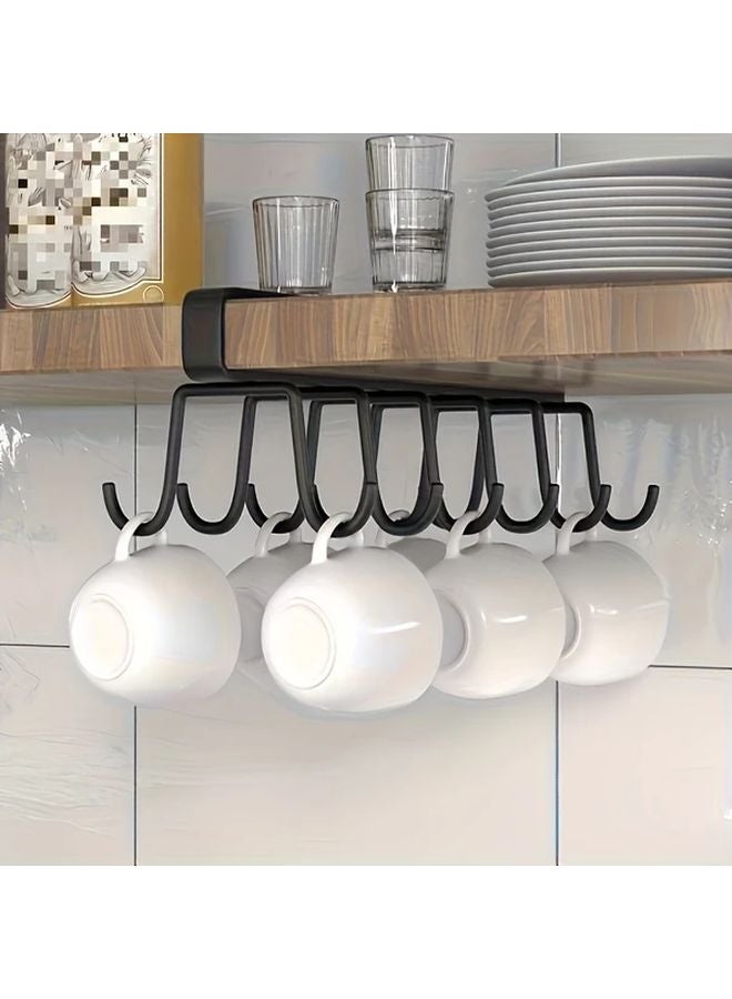 منظم المطبخ الأبيض فوق الباب رف حديدي متين مع خطافات منحنية للتخزين - Image 5