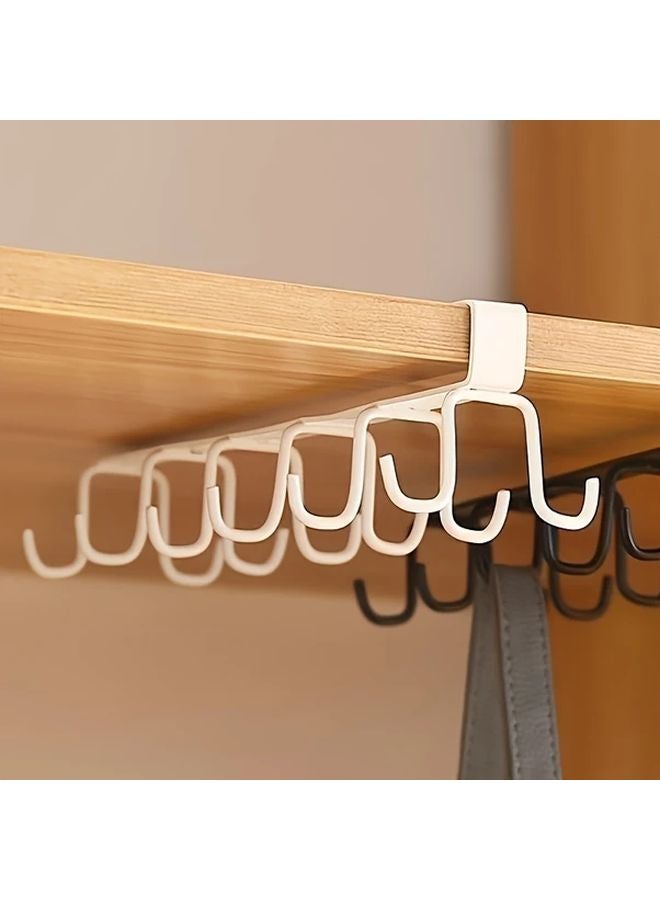 منظم المطبخ الأبيض فوق الباب رف حديدي متين مع خطافات منحنية للتخزين - Image 1