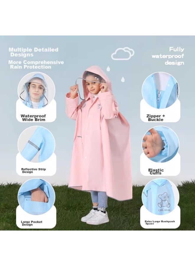 Daddy Pig Zhubaba Children's Raincoat For Boys And Girls Aged 6-12 With Backpack Space, Long Full-body Rain Poncho For School Use - Image 4