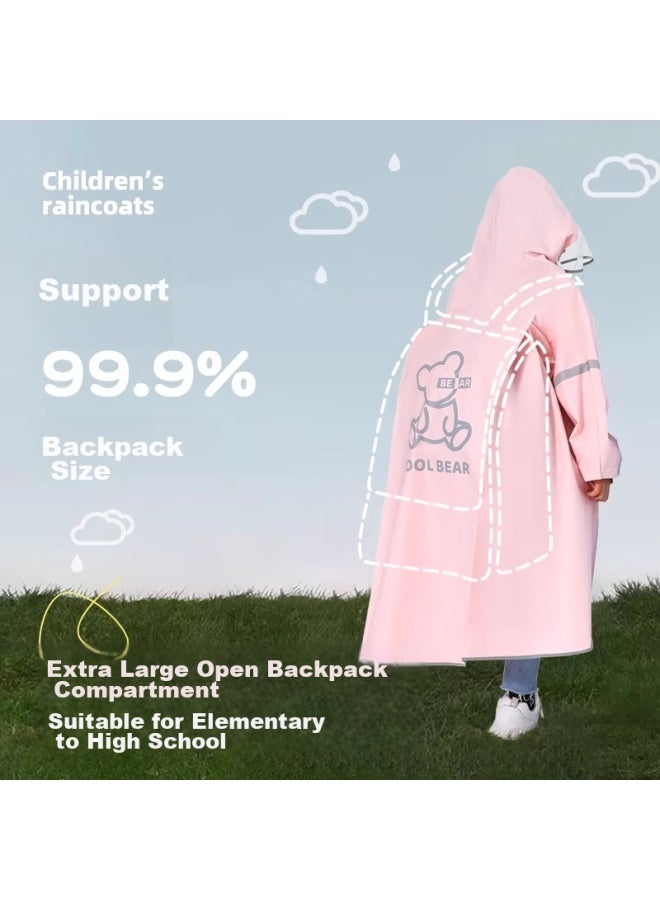 Daddy Pig Zhubaba Children's Raincoat For Boys And Girls Aged 6-12 With Backpack Space, Long Full-body Rain Poncho For School Use - Image 2
