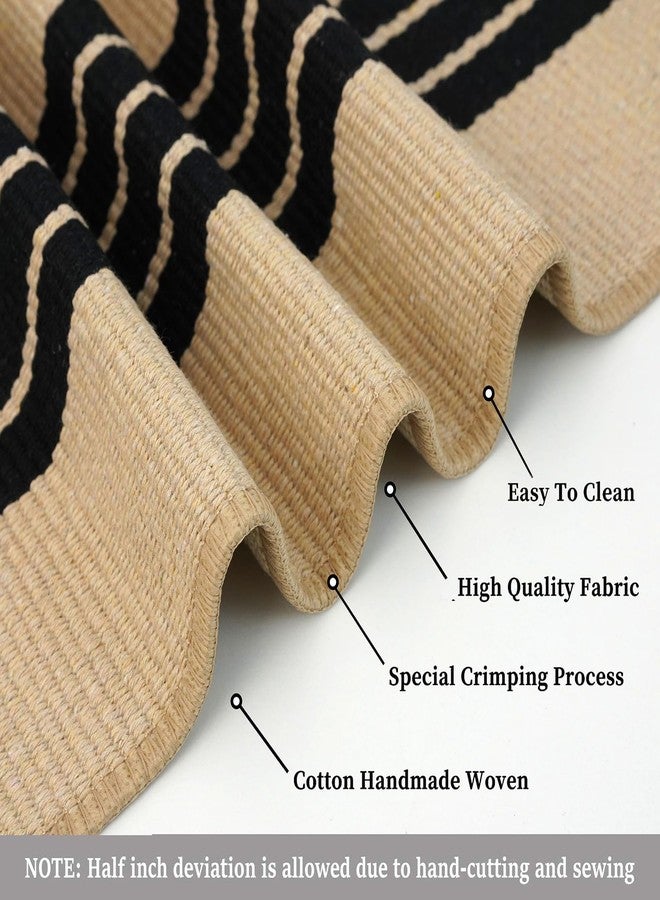 KILOCOCO Brown Striped Rug 4x6 Indoor Outdoor Rugs Hand Woven Cotton Washable Striped Layered Area Rug for Porch Kitchen Farmhouse Entryway Patio Living Room - Image 5