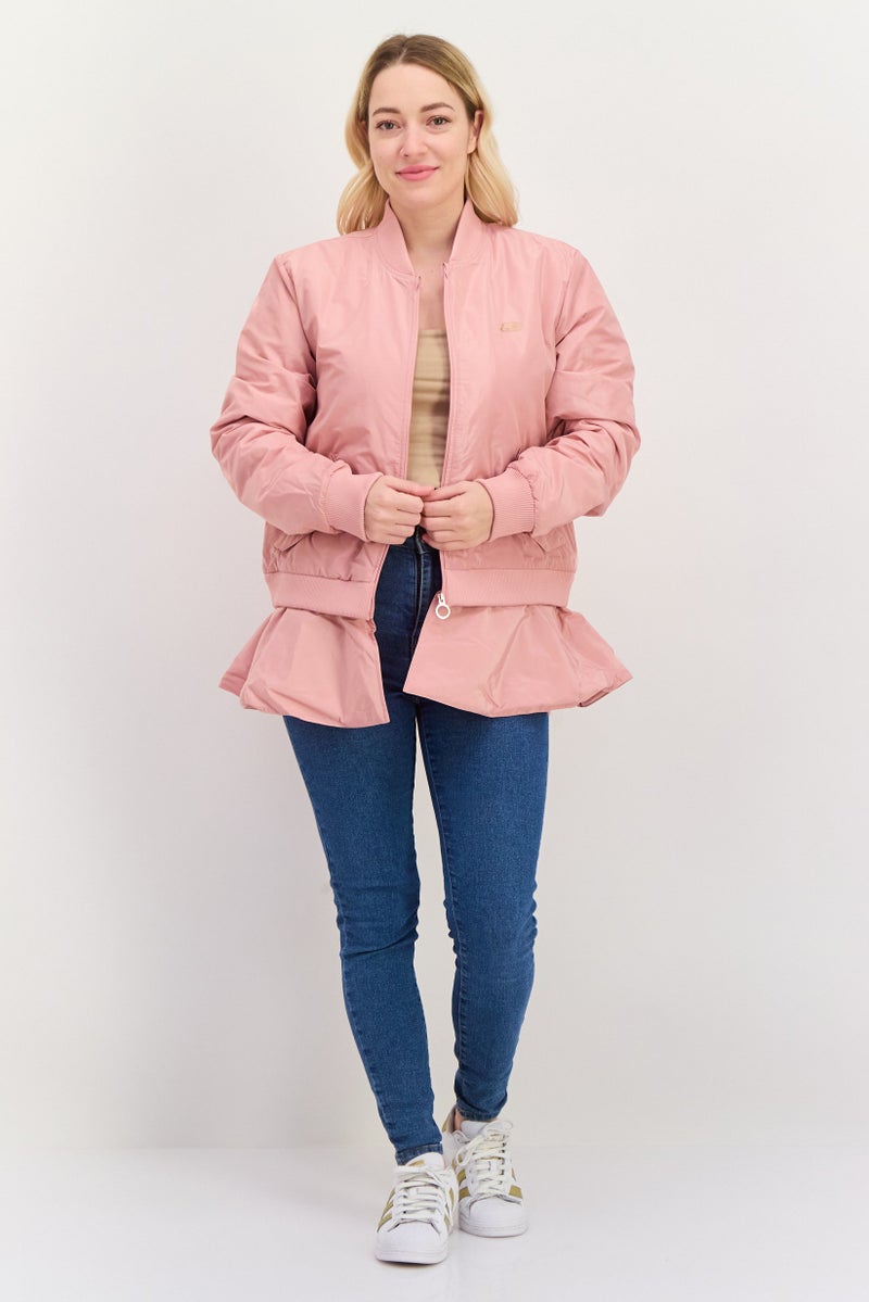 SKECHERS Women Brand Logo Bomber Jacket, Pink  - Image 4