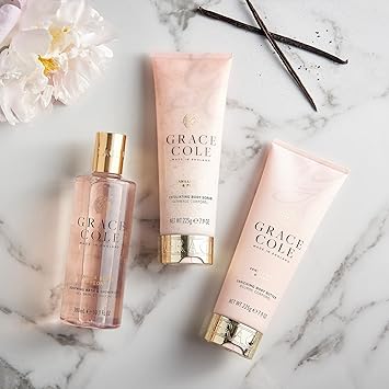 Grace Cole Vanilla Blush Peony Exfoliating Body Scrub 238ml Refreshing Hydrating Essential Oils Vegan and Cruelty Free No SLS or Parabens Made In England - Image 5