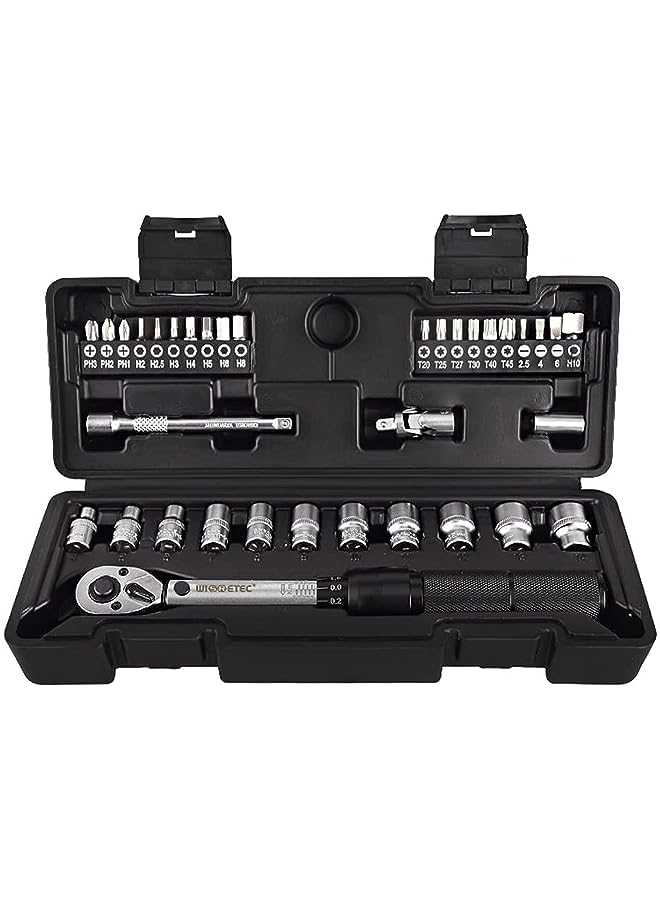 PROMASS Wrench,2-20Nm 1/4 Preset Torque Wrench Soet Bit Combination 35 in 1 Household Sets Multipurpose Utili Tool Kit Toolbox Hand Tool Sets ycle Fix  - Image 1