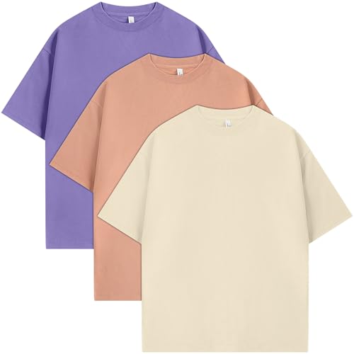 Eadali 3 Pack Men’s Oversized T-Shirts – Drop Shoulder Crewneck Heavyweight 280g Cotton Summer Loose Fit Short Sleeve Casual Tees for Men & Women - Image 1