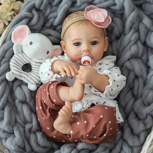 KSBD Reborn Baby Dolls 18 Inch Realistic Baby Doll Girl Real Life Baby Dolls with Cute Soft Vinyl Body Real Baby Doll Newborn Lifelike Baby Gift with Accessories for 3 Years Old Kids - Image 1