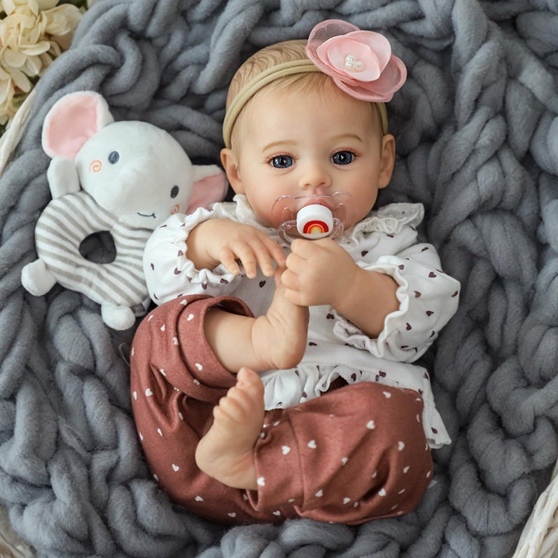 KSBD Reborn Baby Dolls 18 Inch Realistic Baby Doll Girl Real Life Baby Dolls with Cute Soft Vinyl Body Real Baby Doll Newborn Lifelike Baby Gift with Accessories for 3 Years Old Kids - Image 4