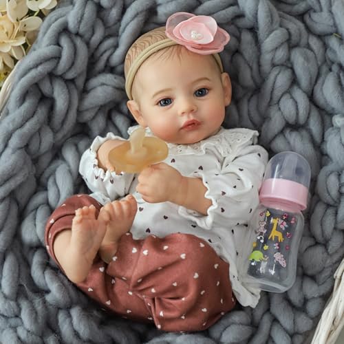 KSBD Reborn Baby Dolls 18 Inch Realistic Baby Doll Girl Real Life Baby Dolls with Cute Soft Vinyl Body Real Baby Doll Newborn Lifelike Baby Gift with Accessories for 3 Years Old Kids - Image 5
