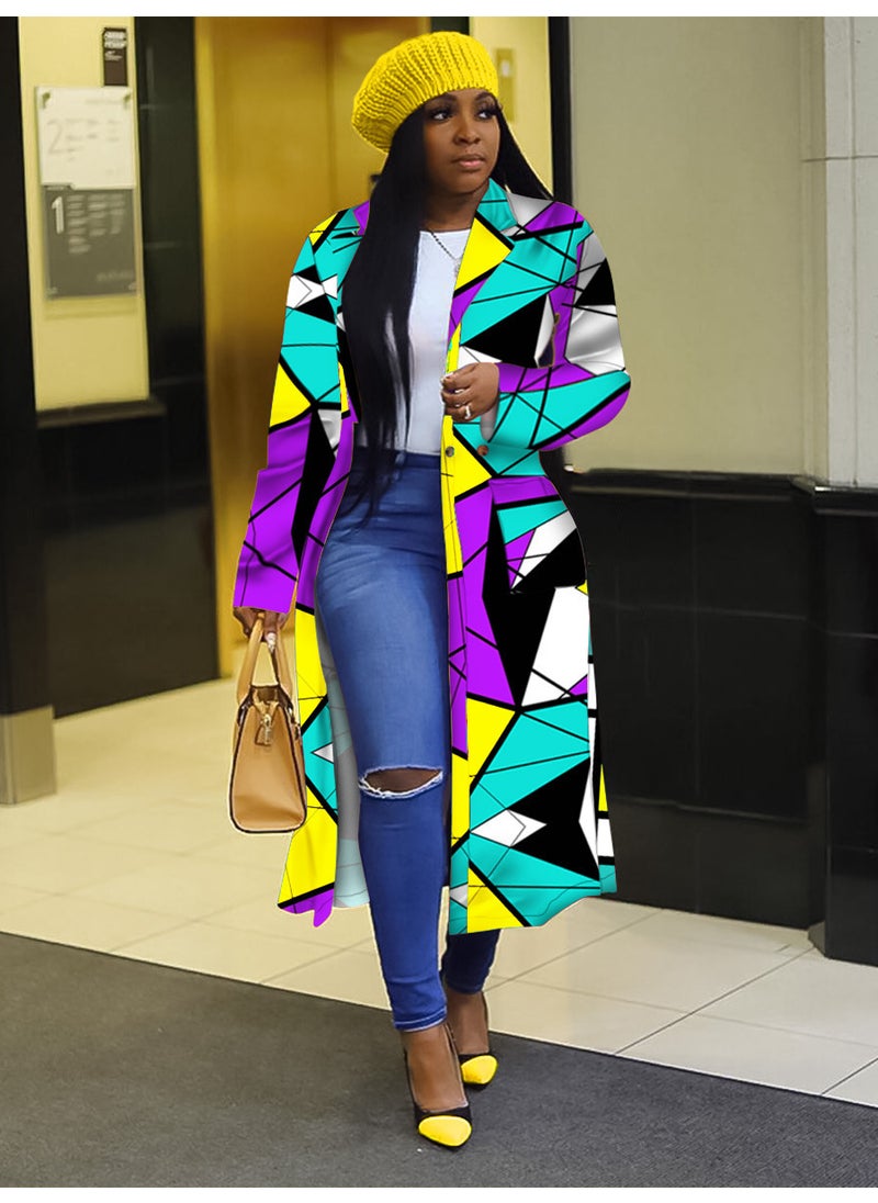 Double Breasted Plaid Print Jacket fan color  - Image 2