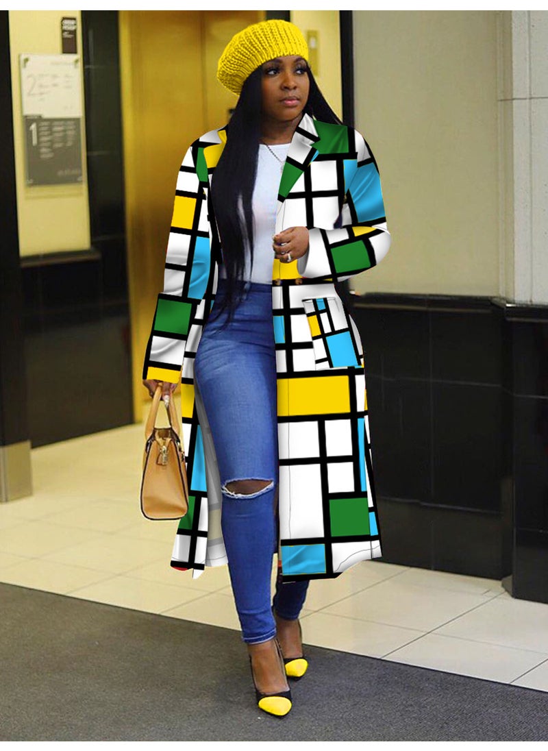 Double Breasted Plaid Print Jacket fan color  - Image 4