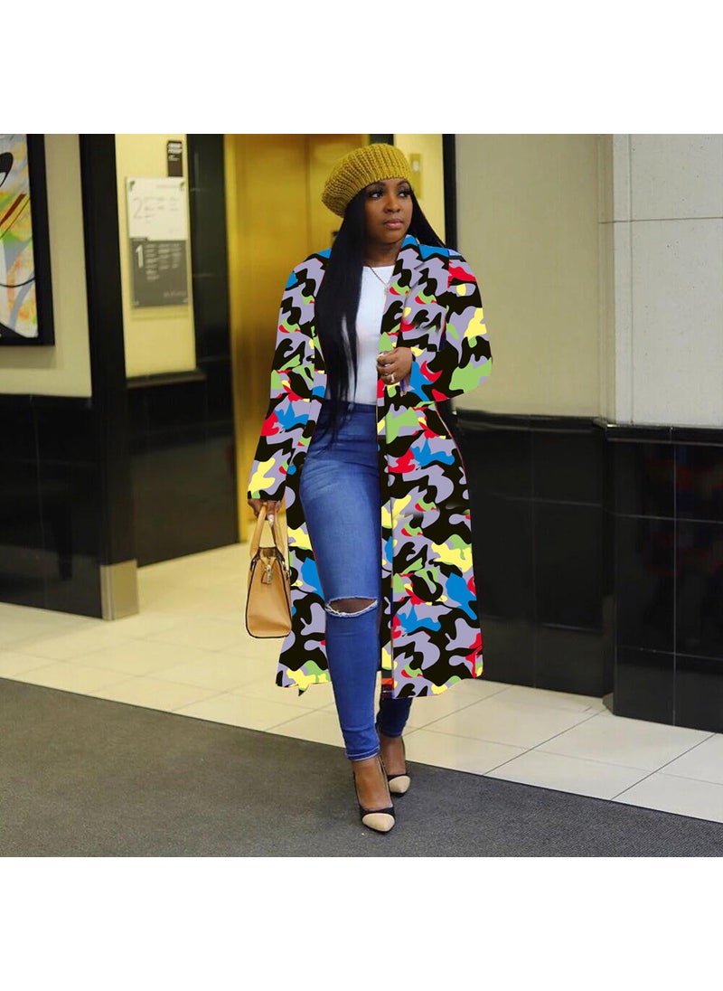 Double Breasted Plaid Print Jacket fan color  - Image 1