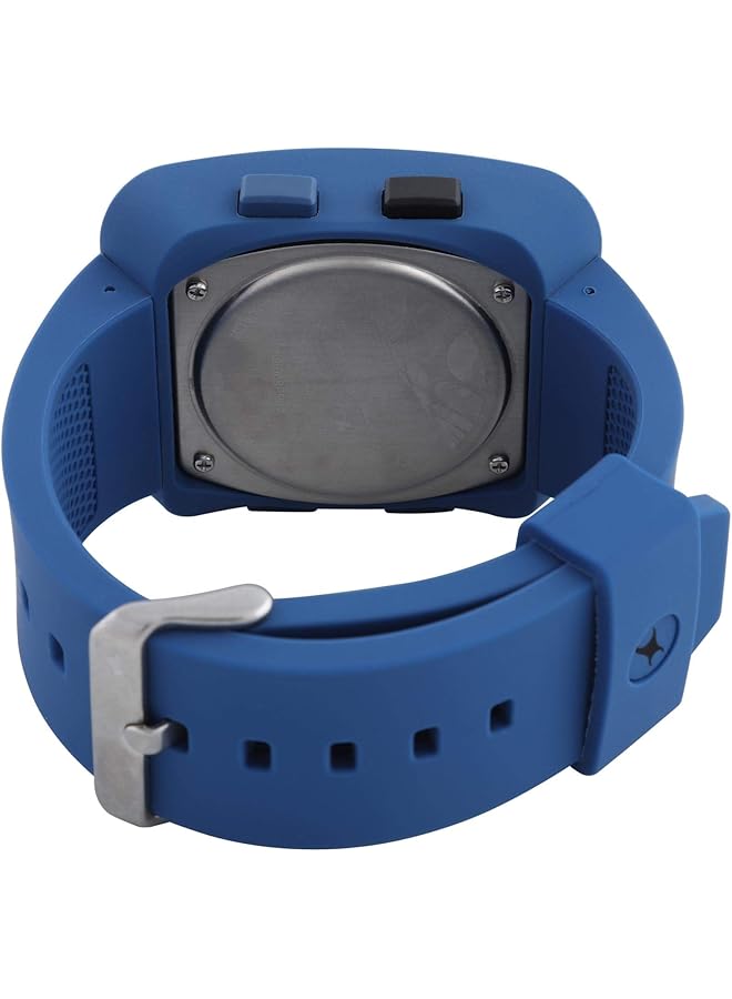 فاستراك 38009Pp02 ساعة رقمية للرجال مقاومة للماء حتى 30 مترًا بمينا أسود وسوار من السيليكون باللون الأزرق - Image 3