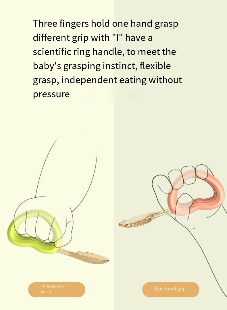 أطفال الهوغوز شوكة وملعقة على شكل قلب وضع ملعقة سيليكون وشوكة للأطفال الذين يزيد عمرهم عن 6 أشهر (أزرق/أصفر فاتح) - Image 3