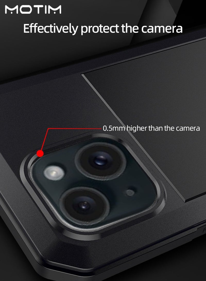 Metal Phone Case for iPhone 14/14 Plus with Screen Tempered Glass Protector Film, Military-Grade Drop Protection, Shockproof Air Guard Corners Waterproof Case