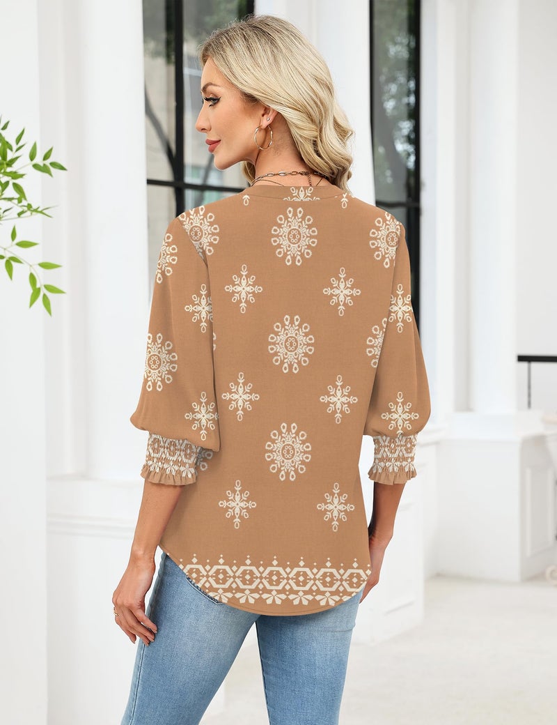 LOMON Button Down Shirts for Women 3/4 Length Sleeve Business Casual Blouses 2026 Summer Tops - Image 4