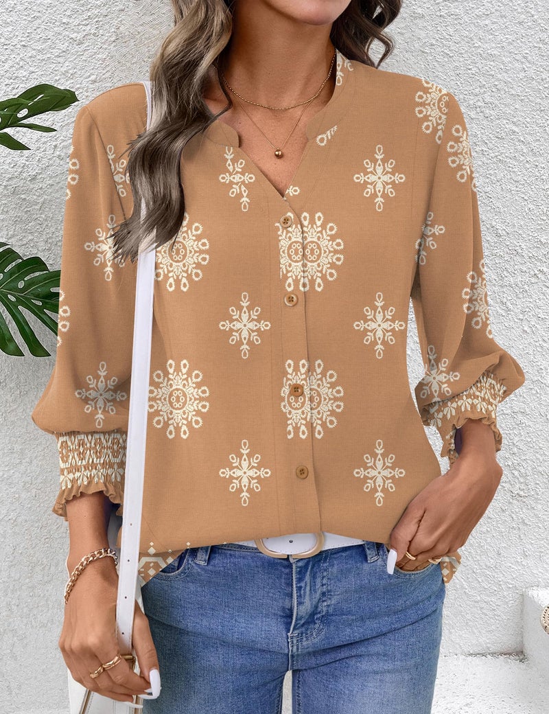 LOMON Button Down Shirts for Women 3/4 Length Sleeve Business Casual Blouses 2026 Summer Tops - Image 5