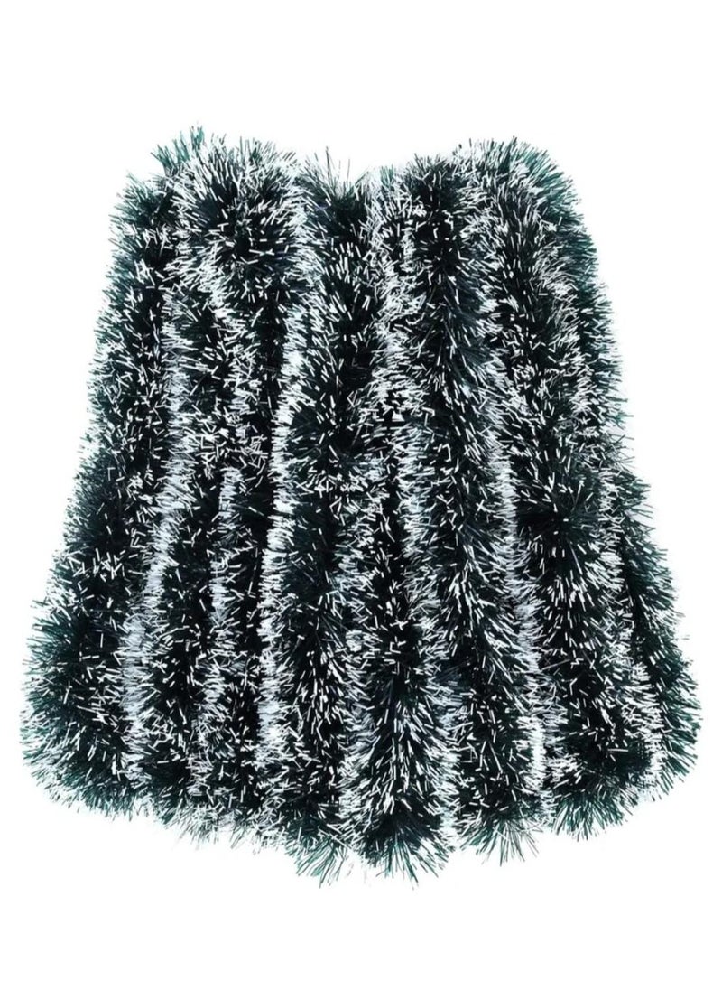 Generic Apragaz 10M Tinsel Christmas Decorations, Snow White Dark Green Tinsel Thick Christmas Tinsel Wreath for Christmas Tree, Party Backdrop Wall, Indoor and Outdoor (Dark Green Tinsel) 