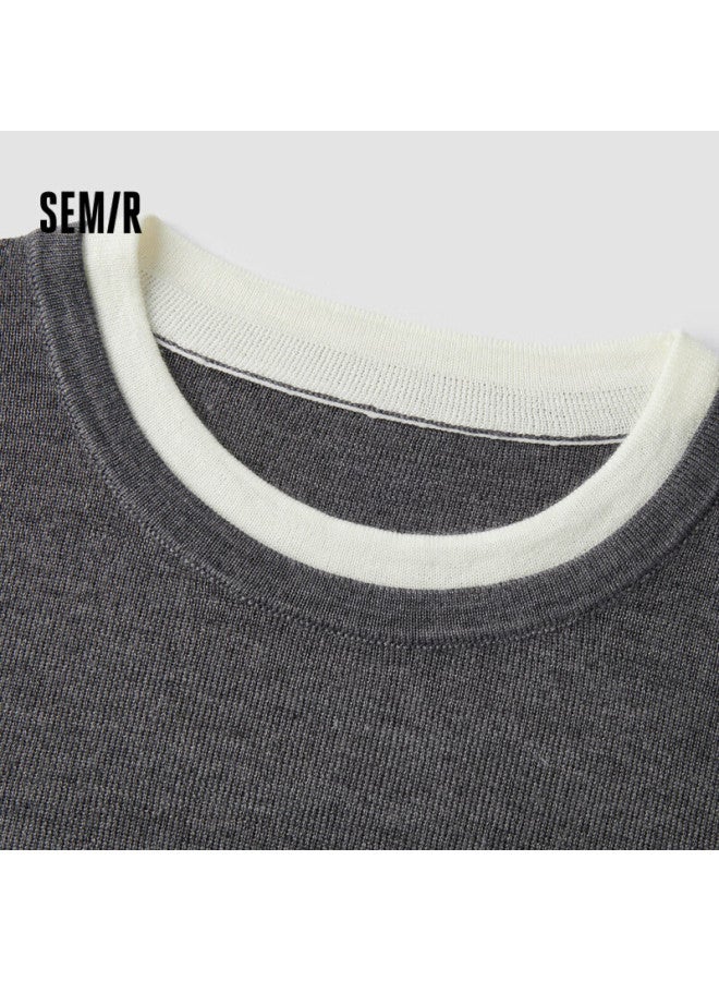 SEMIR Semir Knitted Sweater For Women, Contrasting Color Faux Two-piece Inner Layer, Winter , Conta Wool, Pullover Sweater, Slim Fit, 109724107012  - Image 3
