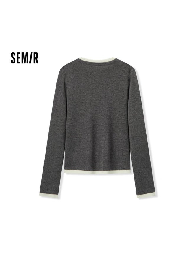 SEMIR Semir Knitted Sweater For Women, Contrasting Color Faux Two-piece Inner Layer, Winter , Conta Wool, Pullover Sweater, Slim Fit, 109724107012  - Image 1