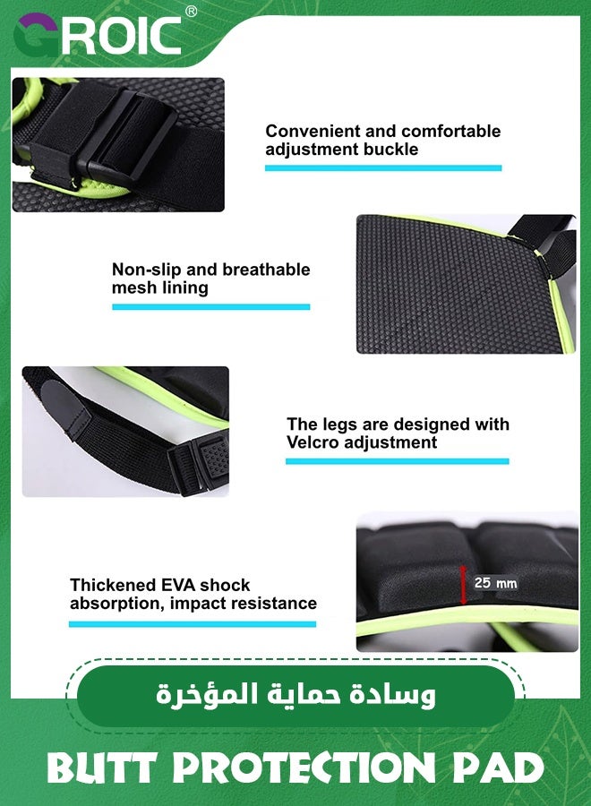GROIC Sports Protection Pad for Kids, Protective Pad Sports Hip Pad Sports Pads for Skating Roller Hockey Pants Kids Skate Pads Impact Shorts for 4-10 Years Old - Black  - Image 2