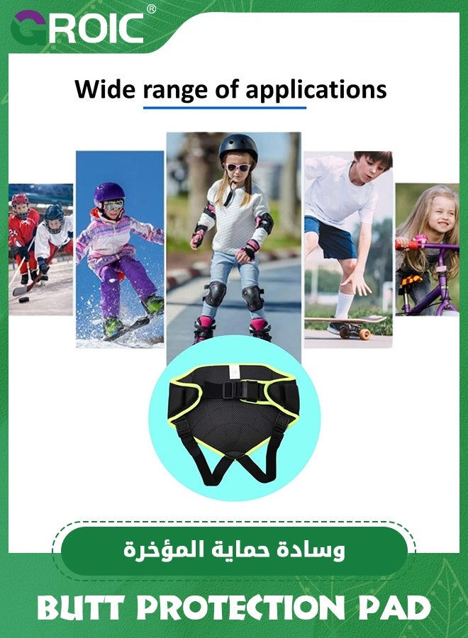 GROIC Sports Protection Pad for Kids, Protective Pad Sports Hip Pad Sports Pads for Skating Roller Hockey Pants Kids Skate Pads Impact Shorts for 4-10 Years Old - Black  - Image 3