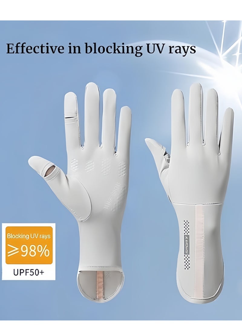 Women's Sun Protective Gloves- UPF 50+ UV Sun Protection,Women's Gloves Quick Dry Anti Slip Driving Gloves,Touch Screen Gloves for Cycling Riding Outdoor Sports,Grey - Image 3