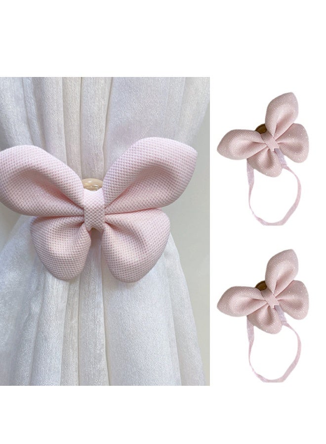 2-Pack Curtain Tiebacks Bow Curtain Tiebacks Curtain Tiebacks Indoor and Outdoor Curtain Decoration (Pink) - Image 1