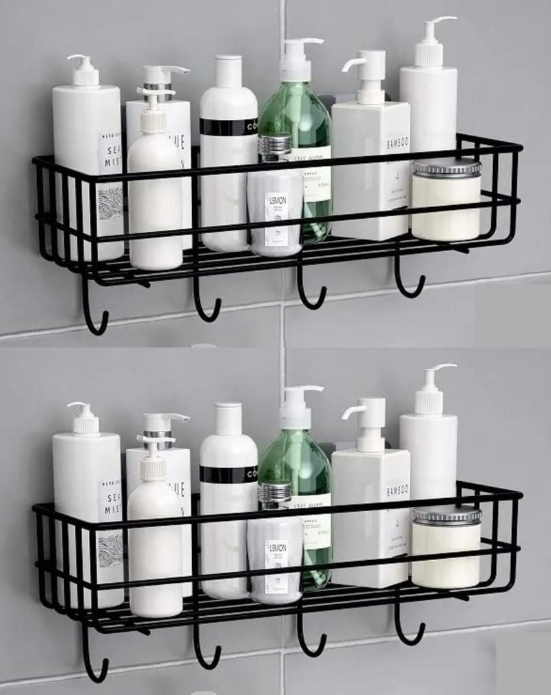 WOWBOX Bathroom Shelves Shower Caddies Adhesive Hanging Shower Shelf - Bathroom Organizers and Storage, No Drilling Stainless Shower Shelves for Home Decor, Bathroom Accessories [ Rectangle - 2 pcs ] - Image 1