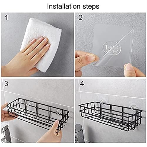 WOWBOX Bathroom Shelves Shower Caddies Adhesive Hanging Shower Shelf - Bathroom Organizers and Storage, No Drilling Stainless Shower Shelves for Home Decor, Bathroom Accessories [ Rectangle - 2 pcs ] - Image 2