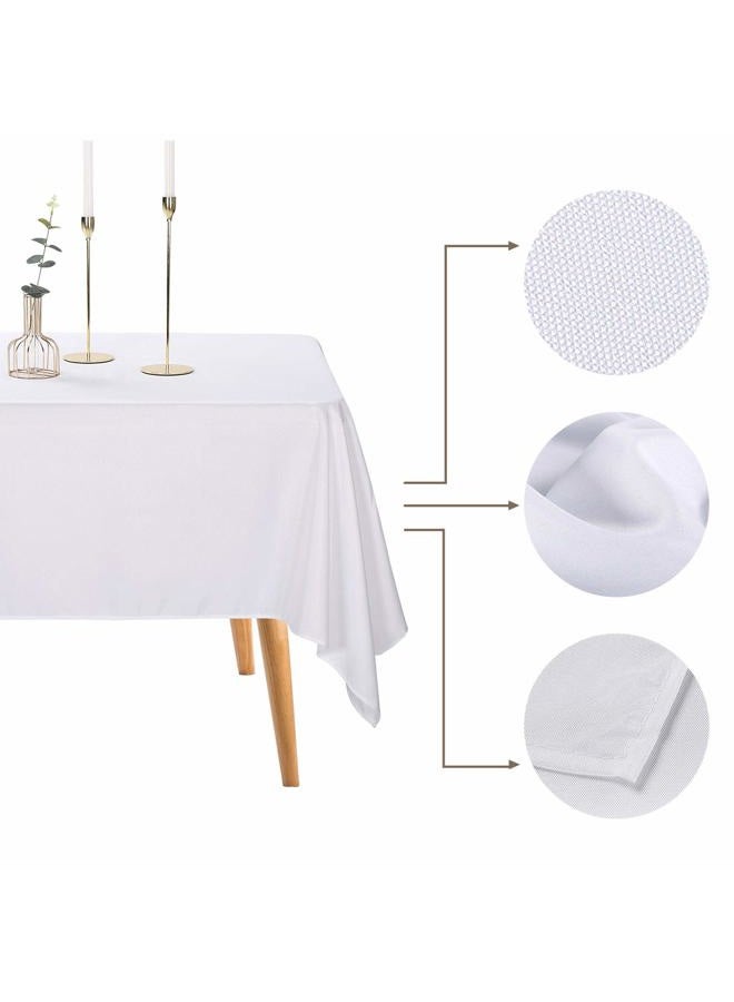 Ascoza 2pack 60x102 Inch White Rectangular Tablecloth 6 Feet Table Cloth in Polyester Fabric for Wedding/Banquet/Restaurant/Parties - Image 2