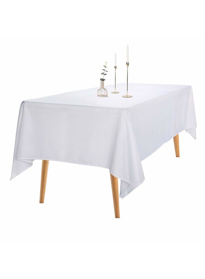 Ascoza 2pack 60x102 Inch White Rectangular Tablecloth 6 Feet Table Cloth in Polyester Fabric for Wedding/Banquet/Restaurant/Parties - Image 1