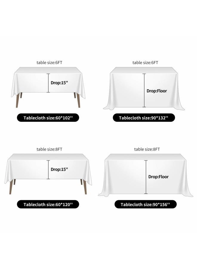 Ascoza 2pack 60x102 Inch White Rectangular Tablecloth 6 Feet Table Cloth in Polyester Fabric for Wedding/Banquet/Restaurant/Parties - Image 5