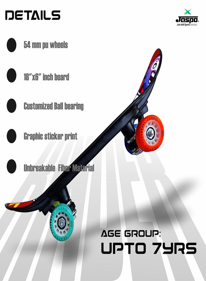 jaspo Street Runner Junior 18 Inches Fiber Skateboard For Kids Upto 7 Years Age Group Recommended Boys And Girls (Suitable Beginners Learners, Lil Devils multicolor) - Image 2
