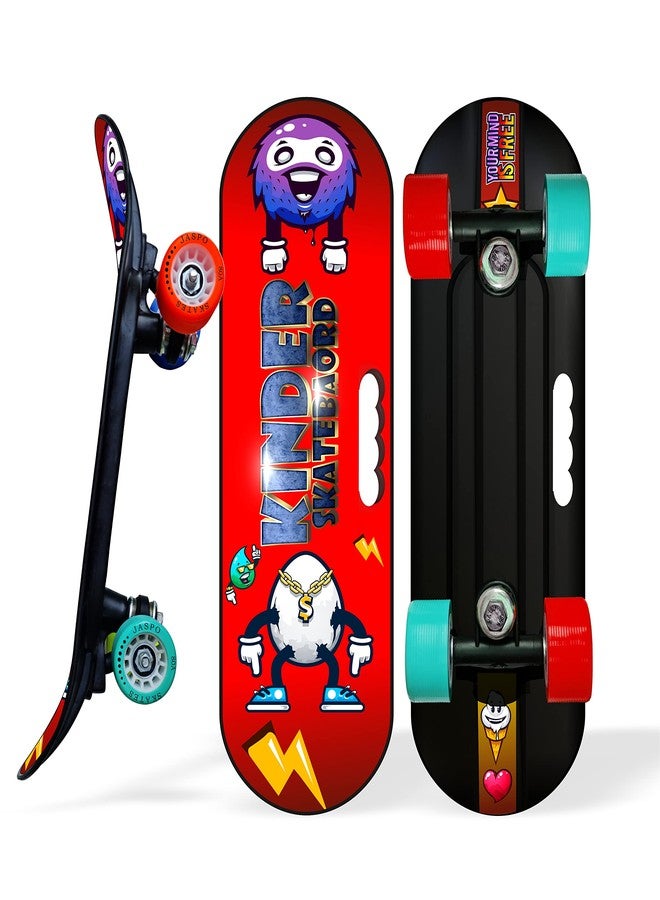 jaspo Street Runner Junior 18 Inches Fiber Skateboard For Kids Upto 7 Years Age Group Recommended Boys And Girls (Suitable Beginners Learners, Lil Devils multicolor) - Image 1