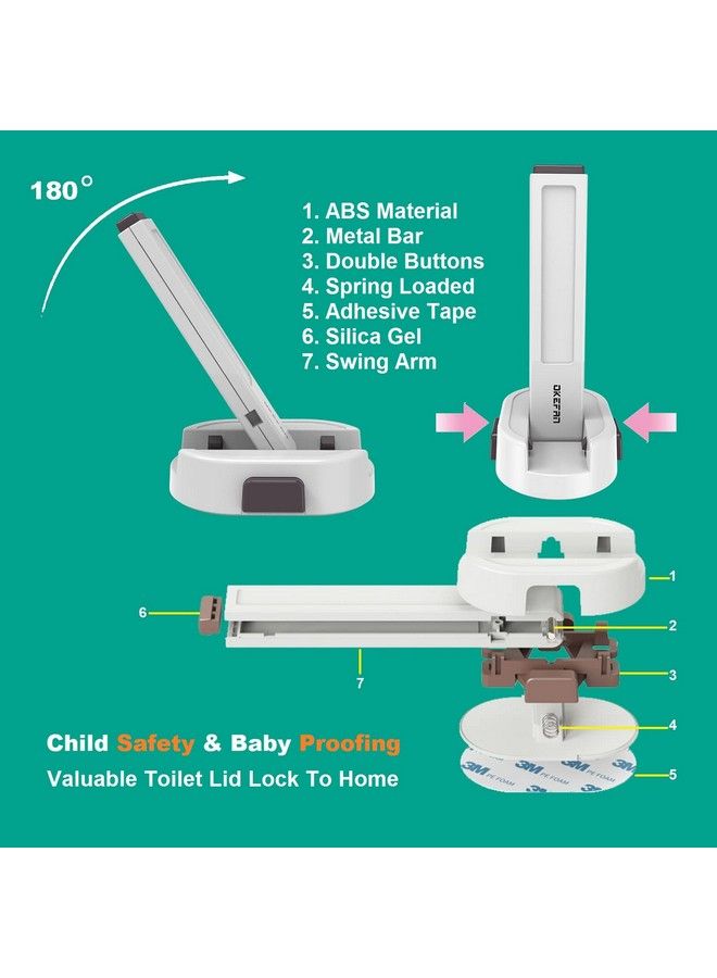 OKEFAN Toilet Locks Baby Proof Okefan Toilet Seat Lock Child Safety For Toddlers Adhesive Kids Proofing Toilet Lid Lock Easy To Install No Drill Needed (2) - Image 3